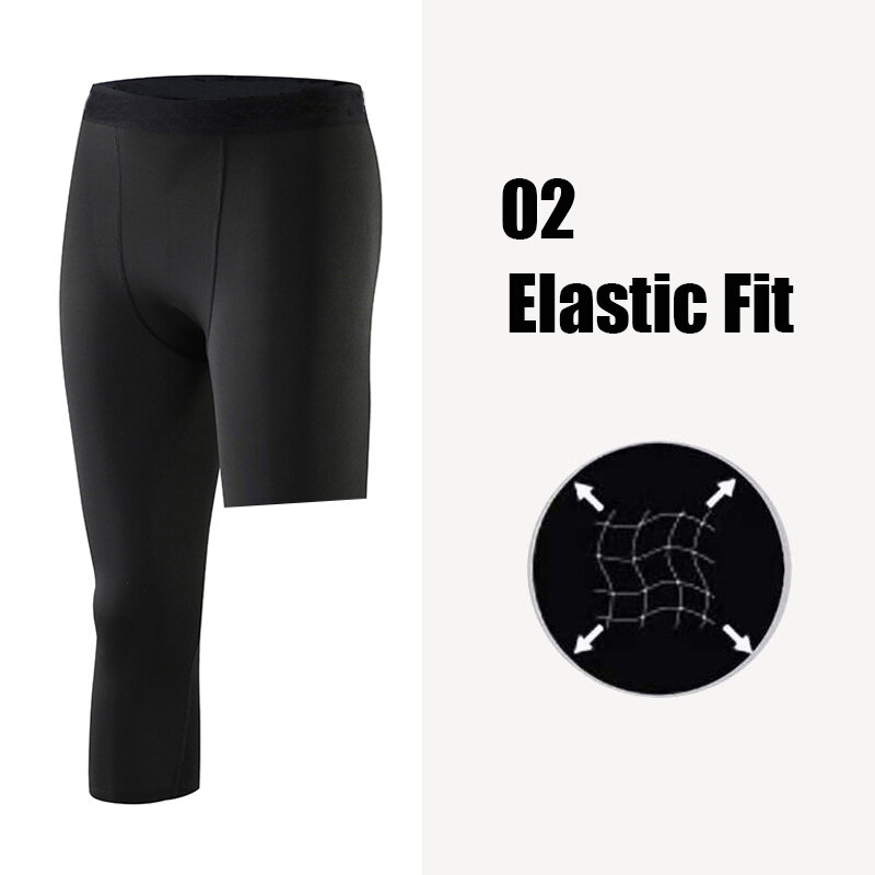 Fitness Single Leg Tights Leggings Sweatpants for Basketball Football Running Quick-dry Elastic Compression Pants for Men Women