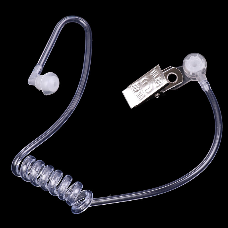 Air tubo Earplug com clipe de metal para rádio bidirecional Walkie Talkie, fone de ouvido