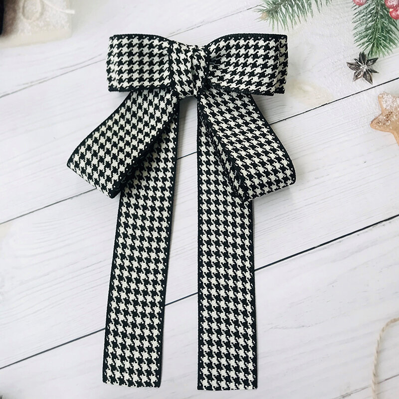 New Women's Retro Bow Tie Ribbon Houndstooth Korean Camellia Formal Dress Uniform College Style Shirt Collar Flower Womens Gifts