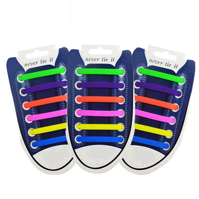 12 Buah/1 Set Tali Sepatu Elastis Tanpa Ikatan Tali Sepatu Silikon untuk Sneakers Siswa Muda Kompetisi Olahraga Tali Sepatu Malas