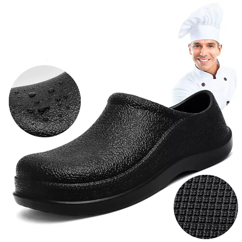 Men's Chef Shoes Water-proof Oil-proof Kitchen Shoes Non-slip Garden Clogs Man Summer Beach Slippers Hotel Work Shoe EVA Sandal