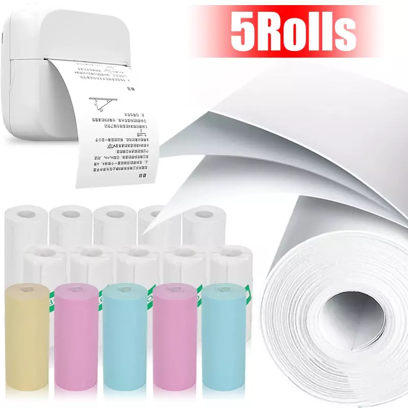 57*25mm carta termica autoadesiva bianca/colorata per Mini stampante per etichette carta adesiva per stampanti portatili per studio di studenti senza inchiostro