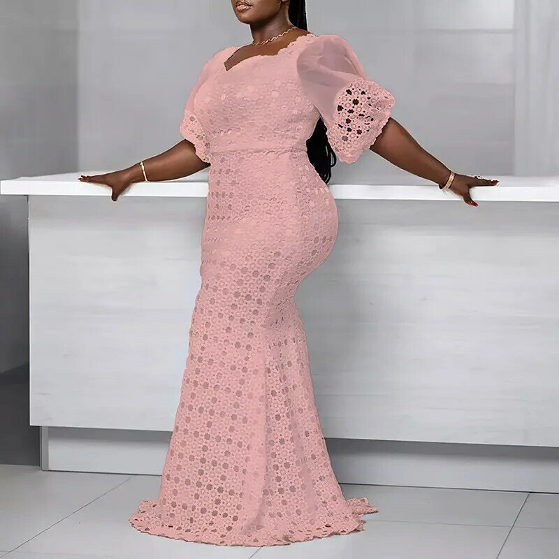 아프리카 의류 여성용 아프리카 파티 웨딩 드레스, 2023 다시키 앙카라 이브닝 가운, 화이트 핑크 우아한 긴 복장 로브, 신제품