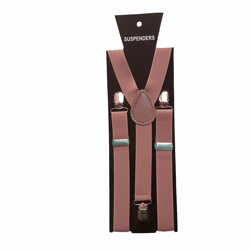 Preto masculino suspensórios para homem 2.5cm calças femininas com suspensórios ajustáveis com laço rosa branco 45 cores cintas casamento