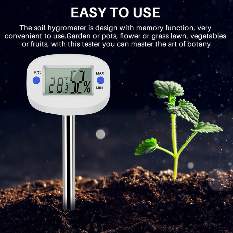 TA290 Digital Soil Hygrometer Moisture Meter Temperature Humidity Tester with Probe for Gardening Farming