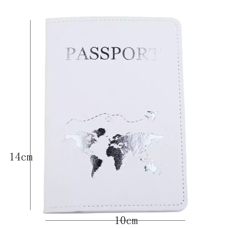 Sarung dompet bagasi, penutup paspor kulit hitam putih, pemegang kartu kredit dan paspor