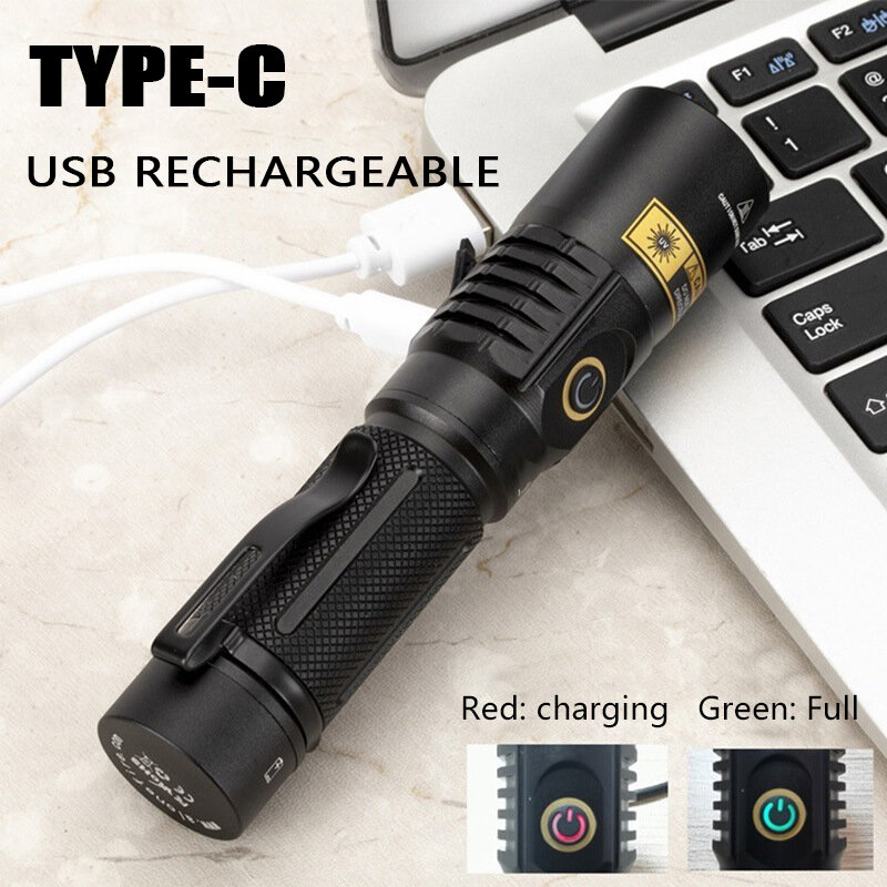 Heinast S006 Powerful Tactical LED Flashlight 18650 or 21700 Battery XPL 2000lm Torch Light Lamp with Pen Clip Power Indicator