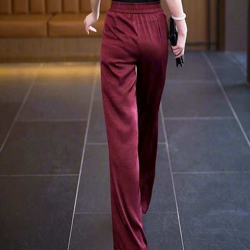 Summer Thin Solid Color Loose Women's Clothing 2024 New Casual Ladies High Waist Straight Vintage Comfortable Wide Leg Pants