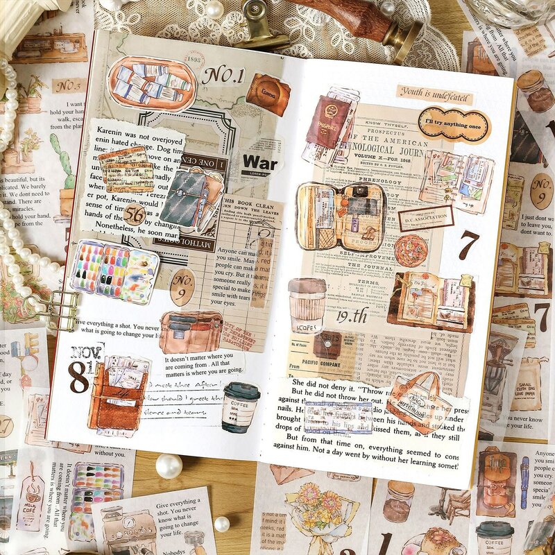 6 Pcs minha Viagem Washi Masking Tape Coffee Street Adesivos Decorativos Diy Etiqueta Para Scrapbooking Diário Album Planner
