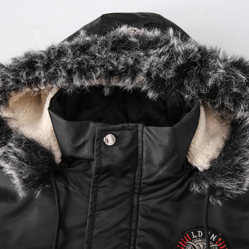 Inverno masculino grosso manter quente ao ar livre para baixo parkas outwear casual clássico casaco oversize mais veludo acolchoado casaco de pele de grandes dimensões