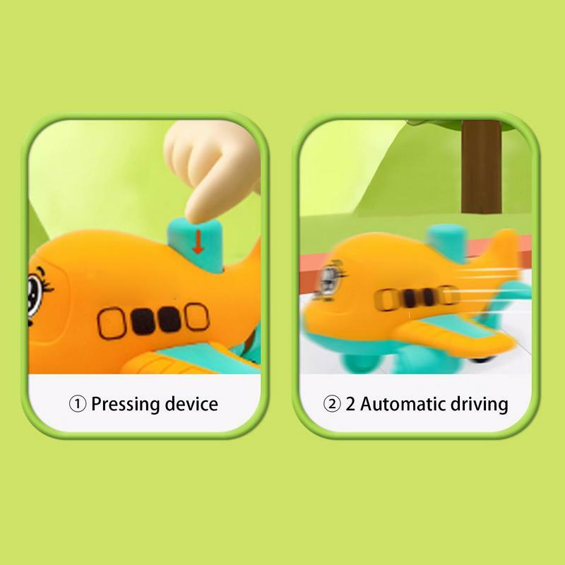 Auto alimentate ad attrito per bambini Mini Press and Go macchinine per bambini a forma di aereo Cartoon Cars Toys giocattoli educativi per la scuola materna