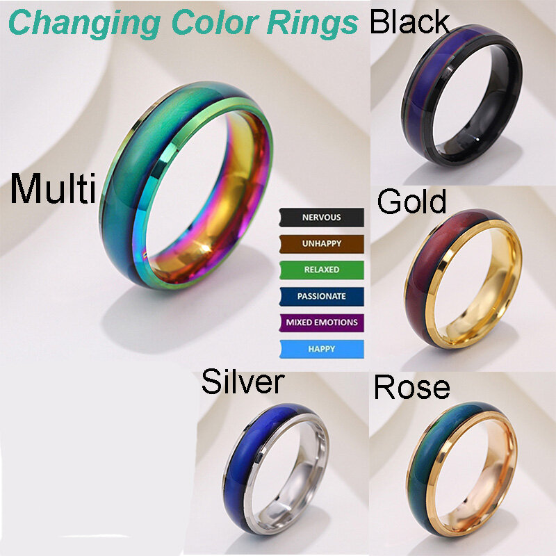 Smart Sensor อุณหภูมิทดสอบแหวนแฟชั่นสแตนเลสแบบเรียลไทม์เปลี่ยนสีแหวน