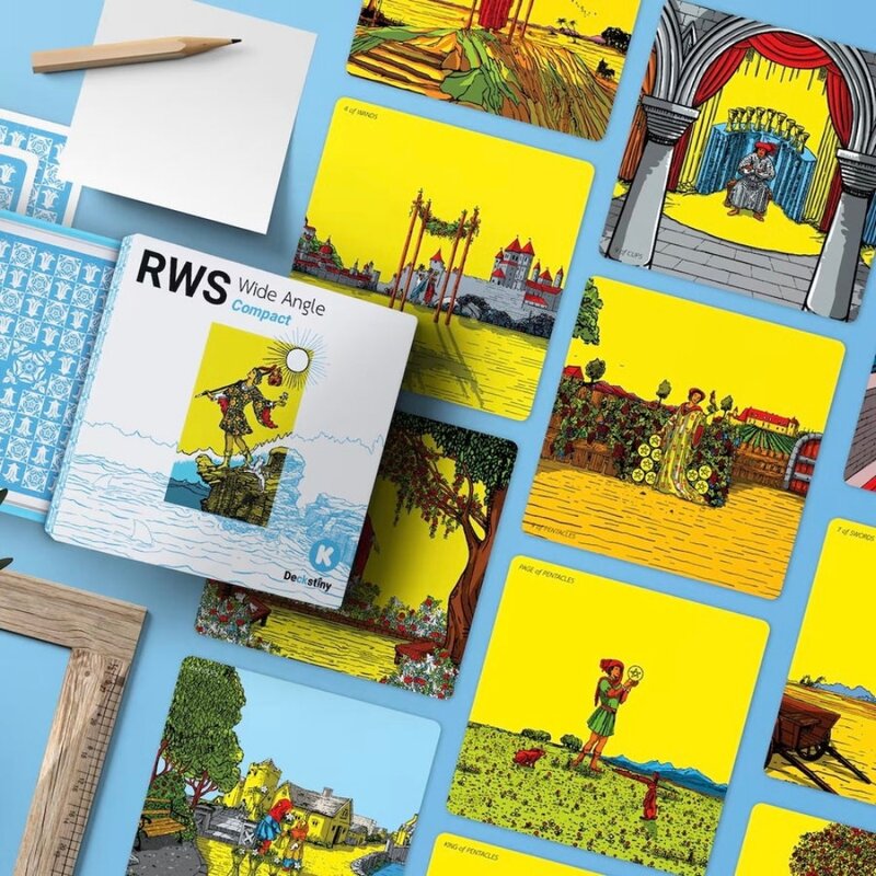 RWS Wide Angle Tarot - Compact Edition 78 Pcs Cards + 2 Specials Frame Cards in Two-piece Rigid Box 7*7cm