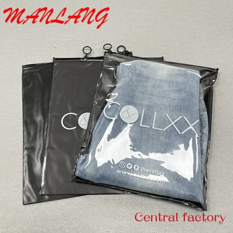 Bolsas de embalaje de Pvc con ziplock para camiseta, logotipo personalizado, cremallera esmerilada, bolsa de paquete de ropa de plástico mate