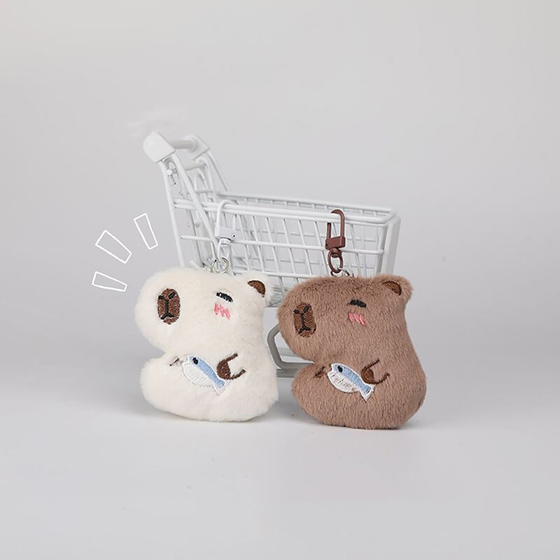 Squeak Capybara Plush Keychain, criativo recheado animal boneca chaveiro, saco bonito pingente, mochila pendurada decoração
