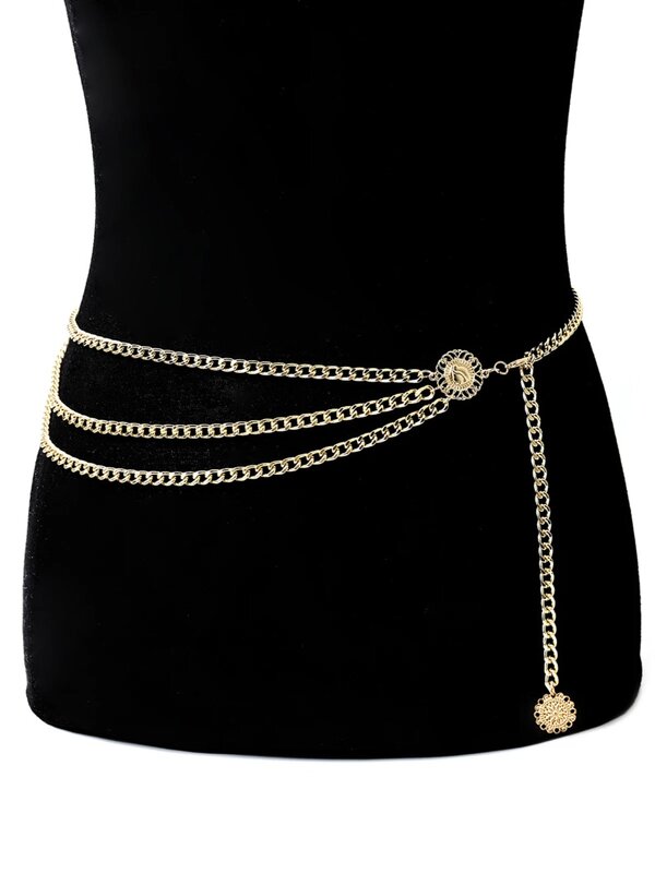 Retro Gold Belts for Women Waistbands All-match Multilayer Long Tassel for Party Jewelry Dress Waist Chain Coin Pendant Belts