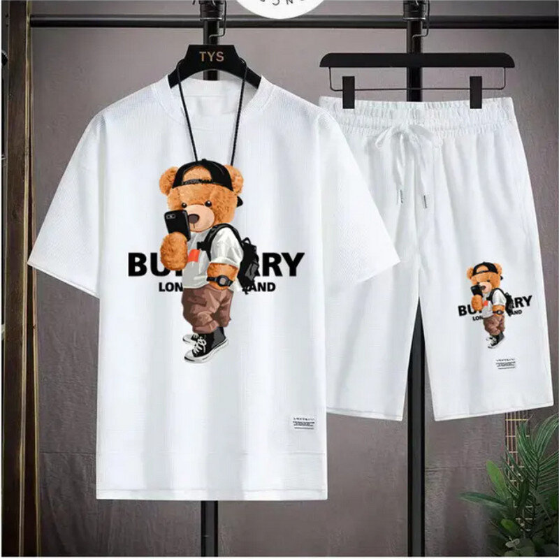 Hip Hop Summer Streetwear cat Graphic Luxury Short Sets Men Designer Clothes Oversized Unisex Tshirt Shorts Brand Outfit beach