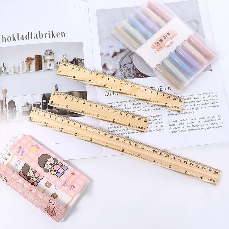 15/20/30cm Wooden Straight Rulers Drawing Tool Desk Accessories Student Teacher Stationery School Office Supplies Measuring Tool