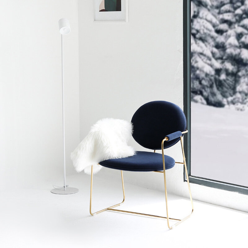 Silla de comedor de terciopelo nórdico, asiento ligero de lujo, estilo informal, Moderno
