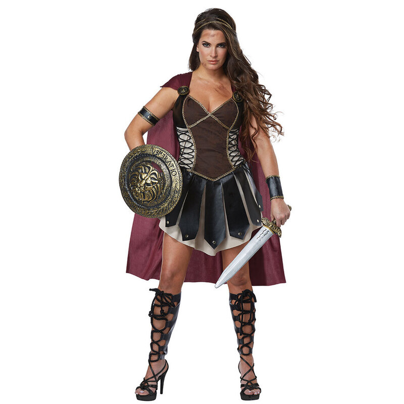 Seragam Cosplay prajurit Romawi kuno, seragam Cosplay Gladiator untuk wanita & Pria, ksatria Xena, kostum Halloween pertunjukan panggung, putri Caesar