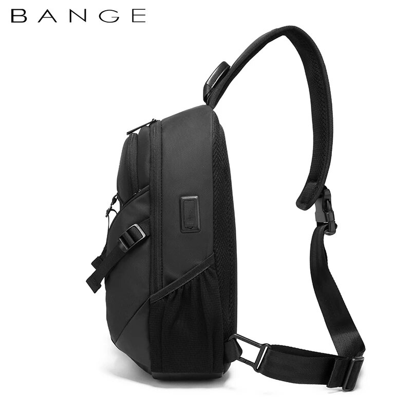BANGE  Chest Bag Men Large Capacity USB Recharging Waterproof Laptop Daily Work Business Slim bags for School mochila for men