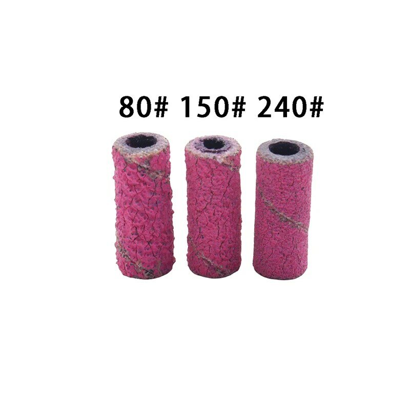 Mèches de perceuse à ongles en acier inoxydable, mini bandes de ponçage zébrées roses, mandrin de 3mm, 3 grains, 21 pièces par jeu