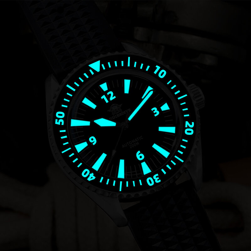 ディレダイブ-男性用自動機械式時計、ブラックダイヤル、サファイアバブル、ミラーガラス、20バーダイブ、ad2056、日本、nh35