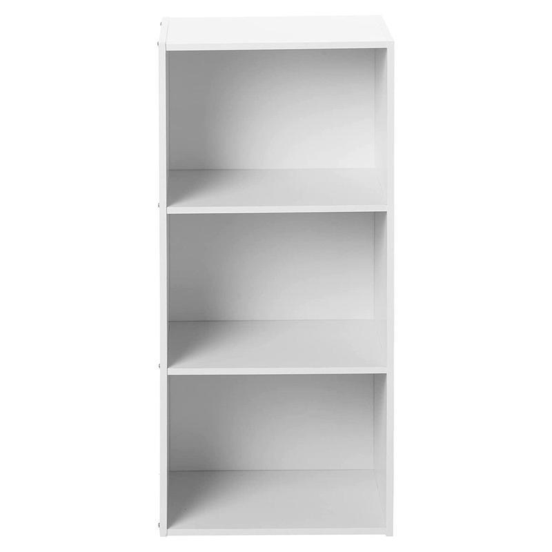 Hodedah 3 Shelf Home and Office Organization Storage Bookcase Cabinets, White