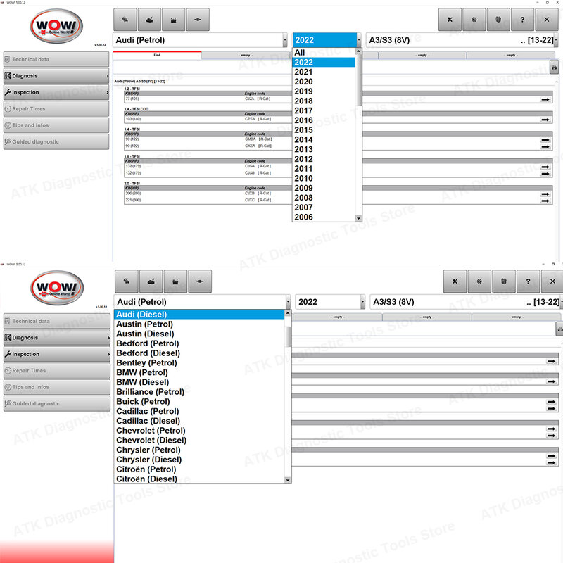 2023 Hot wurth WOW V5.00.12 WOW 5.00.8 R2 Software multi-bahasa dengan Kuen untuk Tcs Multi-AG alat diagnostik mobil