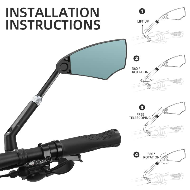 Bicycle Mirror Handlebar Rearview Anti-Glare Electric Scooter Mirror Bike Accessories View Wide Range Back Sight Reflect