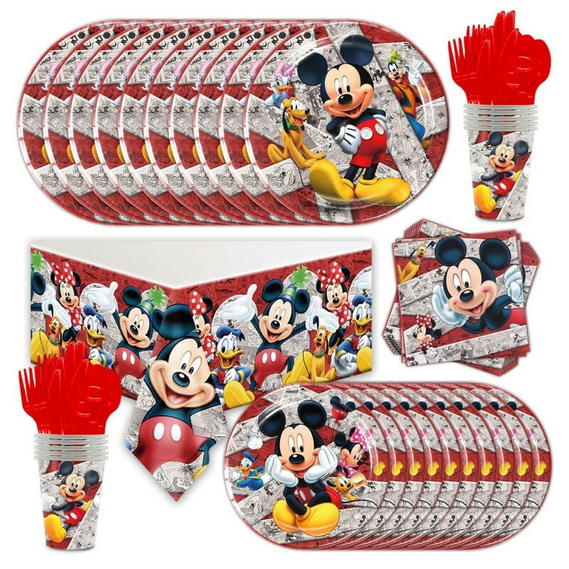 Disney Mickey Mouse dekoracja urodzinowa Mickey balon jednorazowe zastawy stołowe tła Baby Shower Kids Boys zaopatrzenie firm