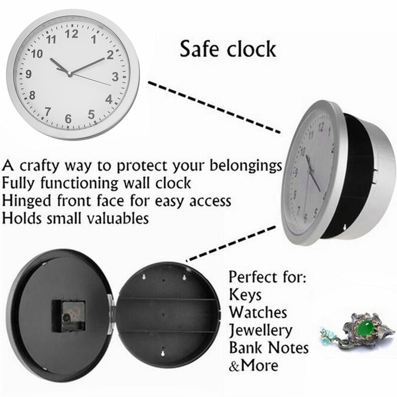 Creative Hidden Secret Safe Box Wall Clock Safe Box Wall-Mounted Hanging Key Cash Money Jewelry Storage Security Box Home Decor