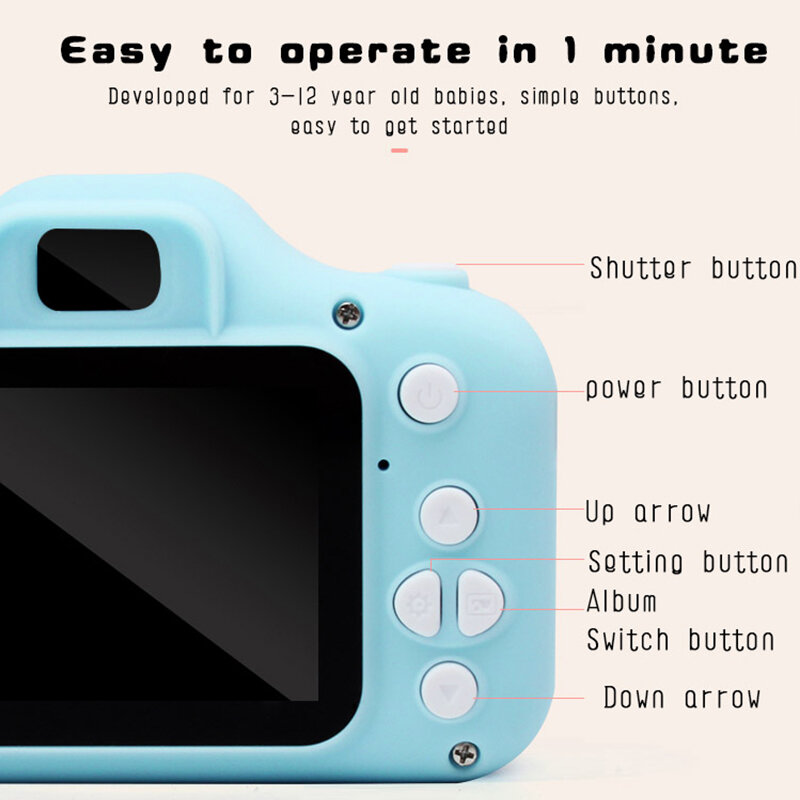 Mini câmera digital para crianças, pode tirar fotos, vídeo, pequenos brinquedos SLR, X2