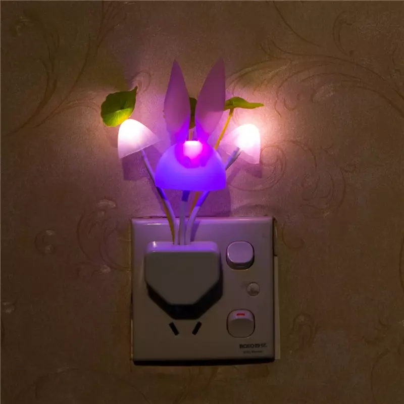 Светодиодный ночник с автоматическим датчиком, настенный светильник с вилкой EU/US, 110 В-220 В, 3 светодиодных ночника в виде грибов для детской спальни