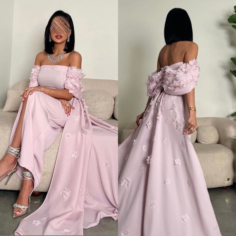 Prom Dress Saudi Arabia Simple Modern Style Formal Evening Off The Shoulder A-line Appliques Satin Bespoke Occasion Dresses