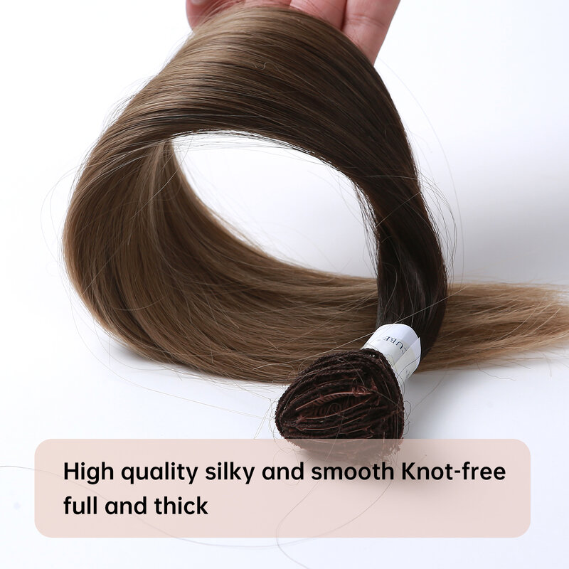 Syntetyczne z nakładką do prostowania w do przedłużania włosów długim naturalnym sztuczne włosy dla kobiet czarne brązowe Ombre grube treski odporne na ciepło