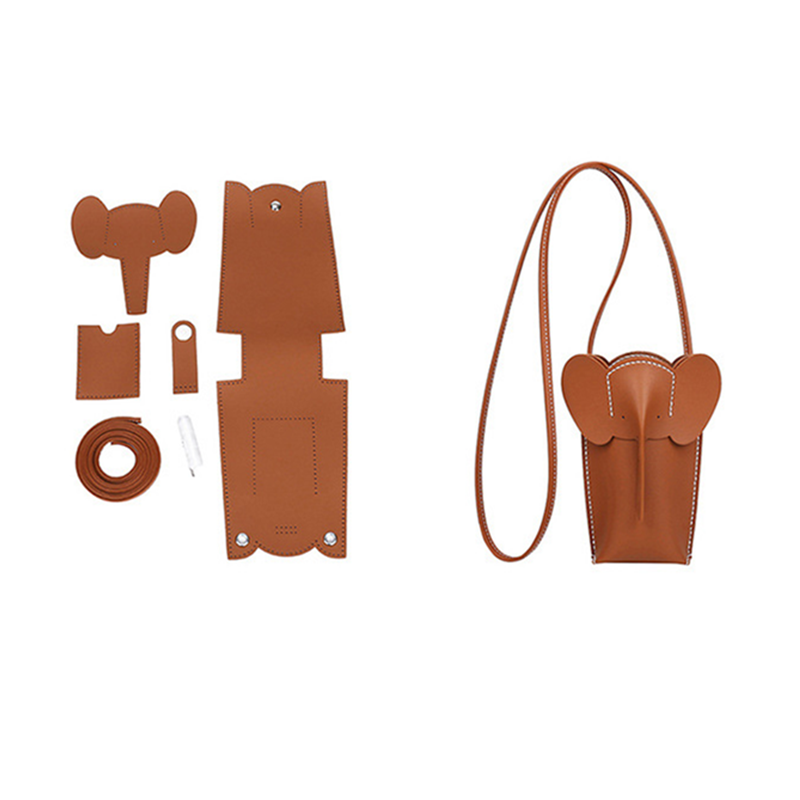 JANEKAU-DIY Messenger Bag para atividades pai-filho, saco bonito do telefone do elefante, pacote material artesanal