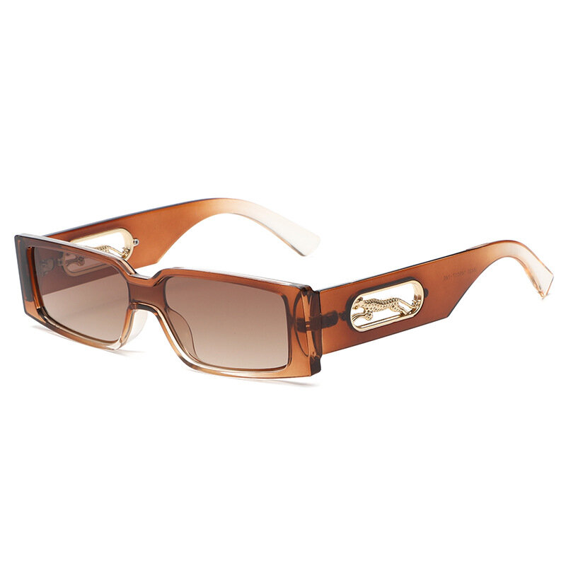 Gafas de sol rectangulares para hombre y mujer, lentes de sol cuadradas de diseñador de marca de lujo, clásicas, de leopardo, Punk, UV400