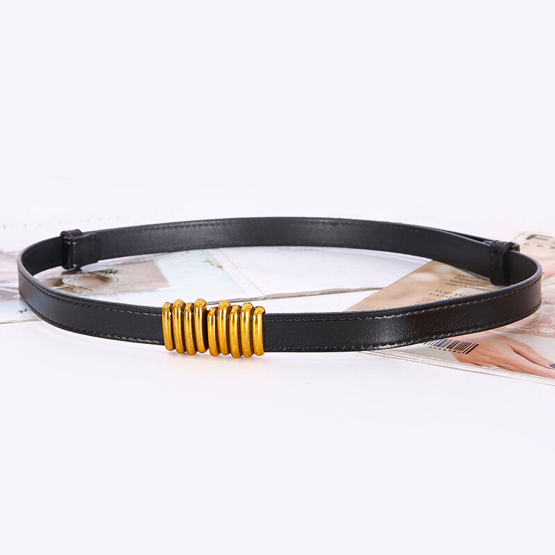 Cinturones de cuero genuino para mujer, 1,5 cm, 2,0 cm de ancho, hebilla de Metal, moda Casual, versátil, diseño de lujo, cinturón para Vaqueros, cinturón para vestido