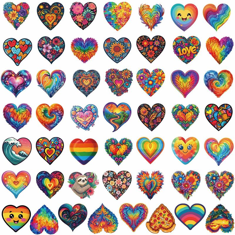 ملصقات جرافيتي من سلسلة الحب الملونة ، مناسبة لأجهزة الكمبيوتر المحمول ، خوذات ، زخرفة سطح المكتب ، ألعاب ذاتية الصنع ، بيع بالجملة ، 50 *