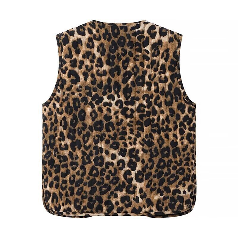 Maemukilabe Leoparden muster Weste Bowknot vorne ärmellose Weste mit V-Ausschnitt Vintage Jacke Strickjacke Frauen schicke Mode Streetwear