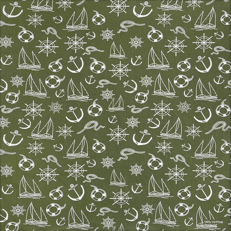 Foulard carré en coton imprimé ancre, nouveau Design, Hip Hop, vert Olive, Bandana marin, bandeau Paisley, unisexe, cadeaux