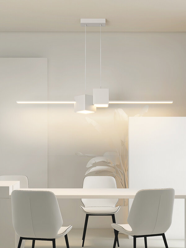 Скандинавский минималистичный подвесной светильник, используется для столовой, гостиной, спальни, кабинета, белый, черный, с регулируемой яркостью, пульт дистанционного управления, украшение для дома