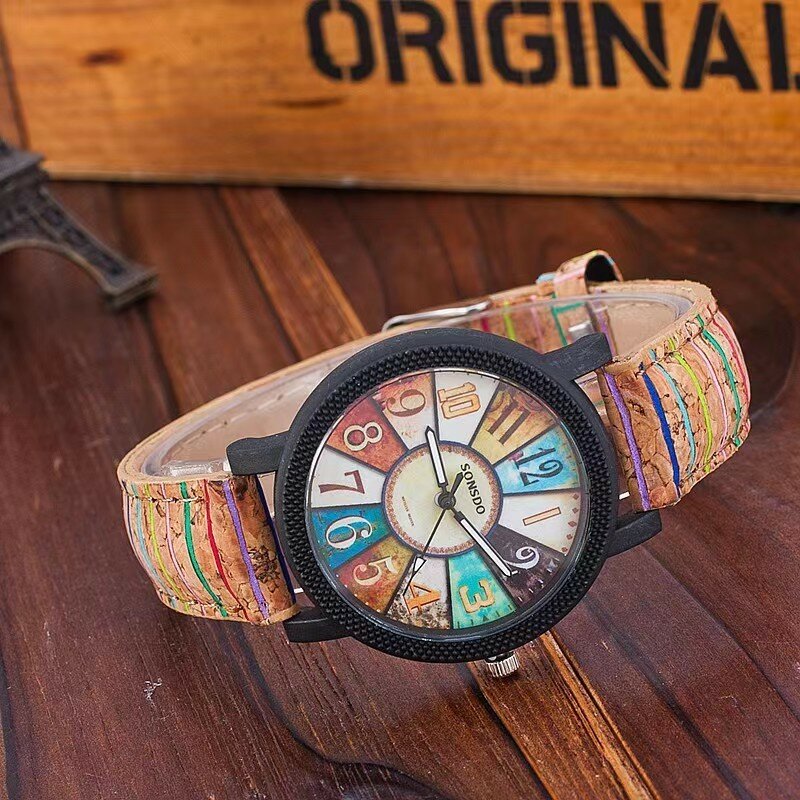 Kegllect-Relógio masculino de couro PU, pulseira de liga, pulseira sem caixa, estilo retro, 4pcs