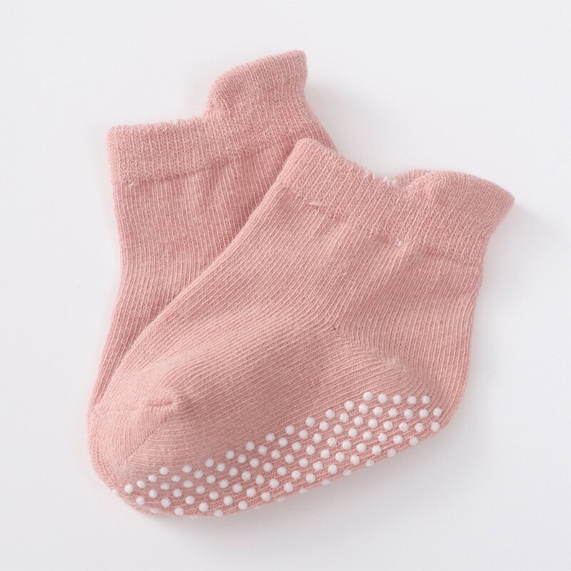 Calcetines Unisex para bebé con suela antideslizante, calcetín Color sólido para recién nacido, cómodo, envío directo