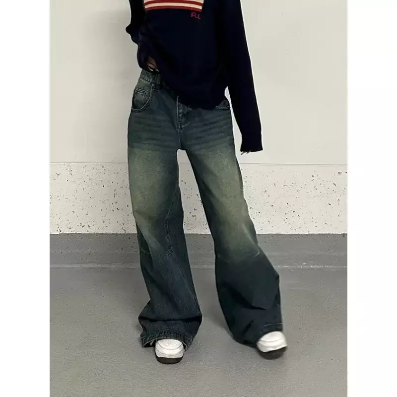 Workowate dżinsy w stylu Vintage, szerokie damskie, Oversized, amerykański Retro spodnie dżinsowe z wysokim stanem, damskie kowbojskie spodnie streetwearowe
