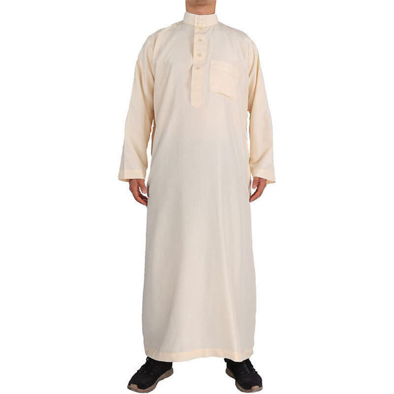 Fato muçulmano manga longa masculino, gola de marinheiro, monocromático, Dubai, Oriente Médio, árabe, moda islâmica, alta qualidade