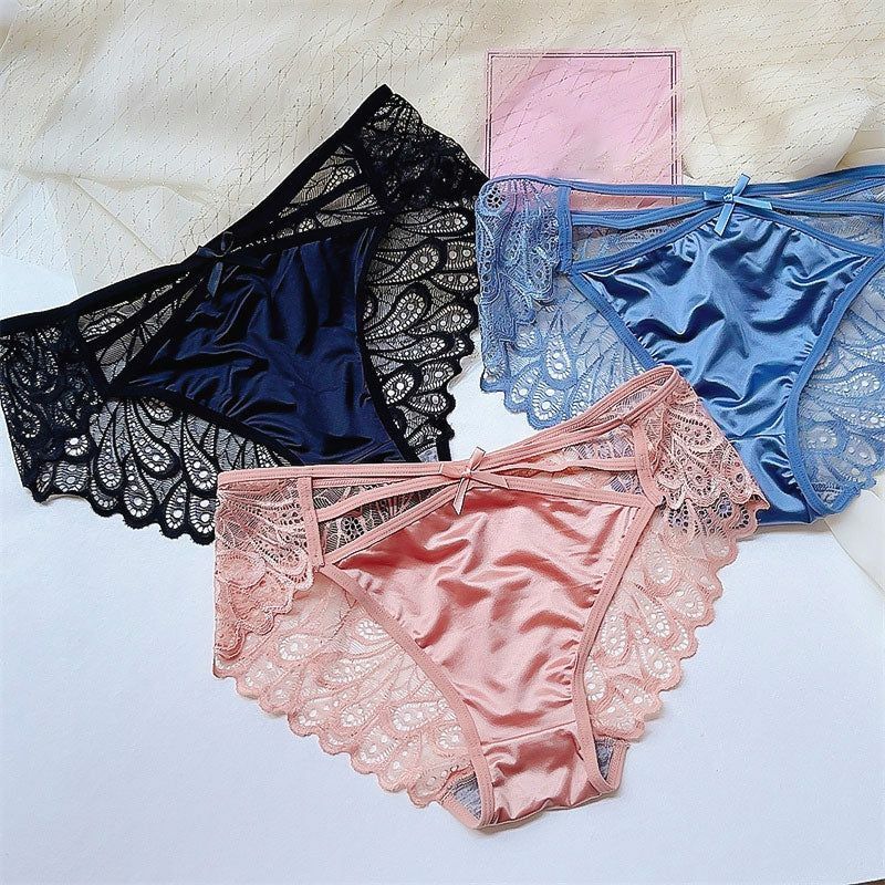 Women's Sexy Lace Sheer Panties with Plus Size Erotic Lingerie Sexy Women's Panties Ladies High Waist Lace Thongs Hollow Underwe