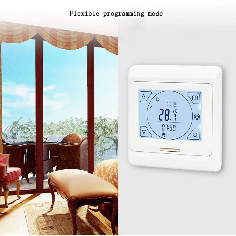 Inteligente piso elétrico aquecimento temperatura controlador, display digital termostato, programação flexível