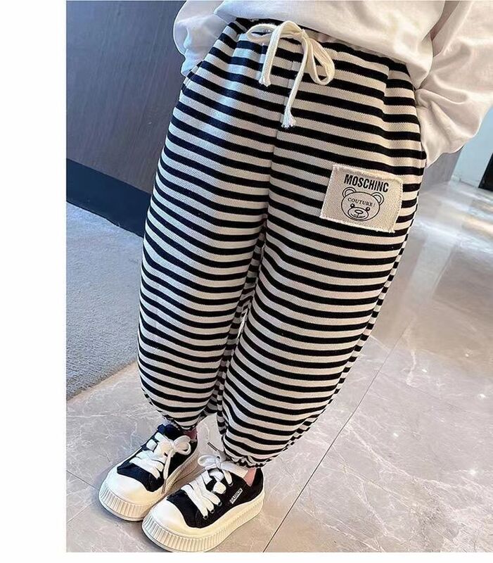 Children's New Striped Versatile Guard Pants for Girls Loose Casual Pants for Boys God Pants Korean Edition Sports